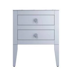 Crosswater Canvass Storm Grey Matt 600mm Double Drawer Unit with Carrara Marble Effect Worktop -Vanity Units Sales Store CV600WLSG D1 460