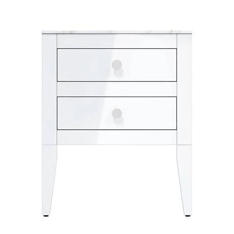 Crosswater Canvass White Gloss 600mm Double Drawer Unit with Carrara Marble Effect Worktop 4 Crosswater Canvass White Gloss 600mm Double Drawer Unit with Carrara Marble Effect Worktop - Image 4
