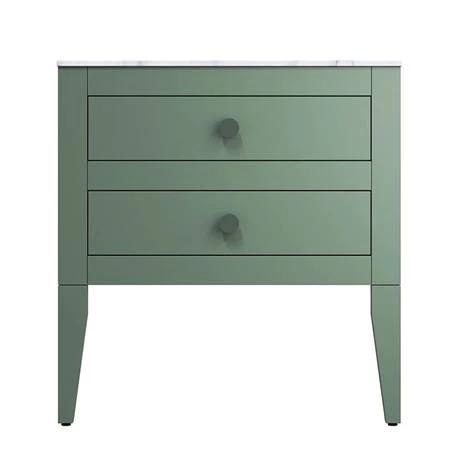 Crosswater Canvass Sage Green 700mm Double Drawer Unit with Carrara Marble Effect Worktop 3 Crosswater Canvass Sage Green 700mm Double Drawer Unit with Carrara Marble Effect Worktop - Image 3