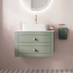 Crosswater Canvass Sage Green 700mm Double Drawer Unit with Carrara Marble Effect Worktop 10 Crosswater Canvass Sage Green 700mm Double Drawer Unit with Carrara Marble Effect Worktop -Vanity Units Sales Store CV700WLSGR D4 460
