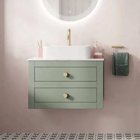 Crosswater Canvass Sage Green 700mm Double Drawer Unit with Carrara Marble Effect Worktop 5 Crosswater Canvass Sage Green 700mm Double Drawer Unit with Carrara Marble Effect Worktop - Image 5