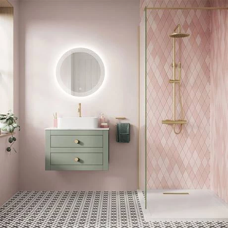 Crosswater Canvass Sage Green 700mm Double Drawer Unit with Carrara Marble Effect Worktop 6 Crosswater Canvass Sage Green 700mm Double Drawer Unit with Carrara Marble Effect Worktop - Image 6