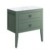 Crosswater Canvass Sage Green 700mm Double Drawer Unit with Carrara Marble Effect Worktop