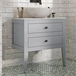 Crosswater Canvass Storm Grey Matt 700mm Double Drawer Unit with Carrara Marble Effect Worktop 7 Crosswater Canvass Storm Grey Matt 700mm Double Drawer Unit with Carrara Marble Effect Worktop -Vanity Units Sales Store CV700WLSG D3 460