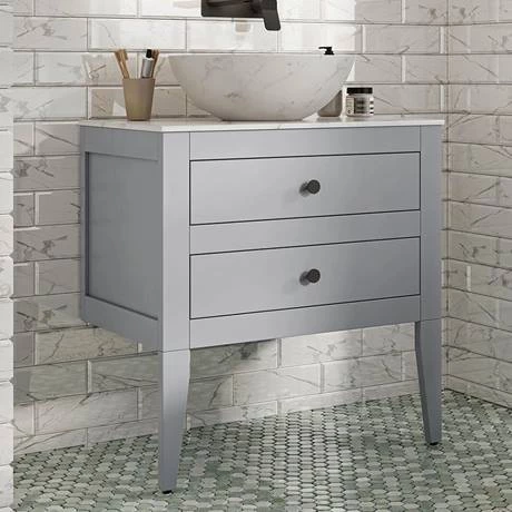 Crosswater Canvass Storm Grey Matt 700mm Double Drawer Unit with Carrara Marble Effect Worktop 4 Crosswater Canvass Storm Grey Matt 700mm Double Drawer Unit with Carrara Marble Effect Worktop - Image 4