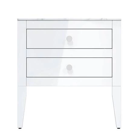 Crosswater Canvass White Gloss 700mm Double Drawer Unit with Carrara Marble Effect Worktop 3 Crosswater Canvass White Gloss 700mm Double Drawer Unit with Carrara Marble Effect Worktop - Image 3