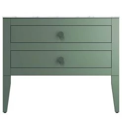 Crosswater Canvass Sage Green 900mm Double Drawer Unit with Carrara Marble Effect Worktop -Vanity Units Sales Store CV900WLSGR D2 460