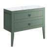 Crosswater Canvass Sage Green 900mm Double Drawer Unit with Carrara Marble Effect Worktop