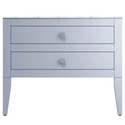 Crosswater Canvass Storm Grey Matt 900mm Double Drawer Unit with Carrara Marble Effect Worktop -Vanity Units Sales Store CV900WLSG D2 460