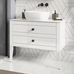 Crosswater Canvass White Gloss 900mm Double Drawer Unit with Carrara Marble Effect Worktop 8 Crosswater Canvass White Gloss 900mm Double Drawer Unit with Carrara Marble Effect Worktop -Vanity Units Sales Store CV900WLWG D3 460