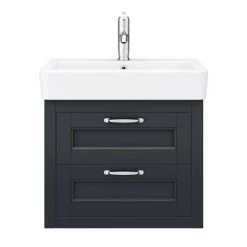 Chatsworth Traditional Graphite 560mm 2 Drawer Wall Hung Vanity -Vanity Units Sales Store CWH560BLK2D d4 460