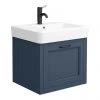 Chatsworth Traditional Blue Wall Hung Vanity - 560mm Wide with Matt Black Handle