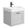 Chatsworth Traditional Grey Wall Hung Vanity - 560mm Wide with Matt Black Handle
