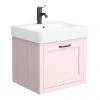 Chatsworth Traditional Pink Wall Hung Vanity - 560mm Wide with Matt Black Handle