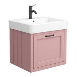 Chatsworth Traditional Dusky Pink Wall Hung Vanity - 560mm Wide with Matt Black Handle 6 Chatsworth Traditional Dusky Pink Wall Hung Vanity - 560mm Wide with Matt Black Handle -Vanity Units Sales Store CWH56DPKMB detail01a 460