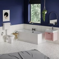 Chatsworth Traditional Dusky Pink Wall Hung Vanity - 560mm Wide with Matt Black Handle 7 Chatsworth Traditional Dusky Pink Wall Hung Vanity - 560mm Wide with Matt Black Handle -Vanity Units Sales Store CWH56DPKMB detail02a 460