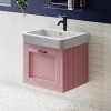Chatsworth Traditional Dusky Pink Wall Hung Vanity - 560mm Wide with Matt Black Handle