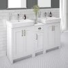 Chatsworth Traditional White Double Basin Vanity + Cupboard Combination Unit