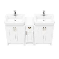 Chatsworth Traditional White Double Basin Vanity + Cupboard Combination Unit 8 Chatsworth Traditional White Double Basin Vanity + Cupboard Combination Unit -Vanity Units Sales Store CWHT142PK nw d2 460
