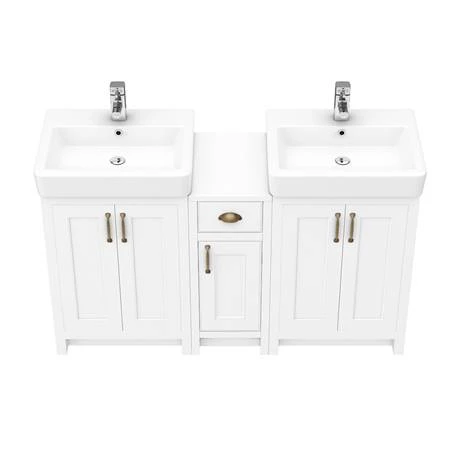 Chatsworth Traditional White Double Basin Vanity + Cupboard Combination Unit 3 Chatsworth Traditional White Double Basin Vanity + Cupboard Combination Unit - Image 3