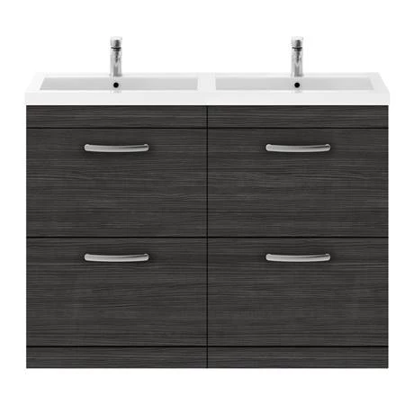 Brooklyn 1205mm Black Double Basin 4 Drawer Vanity Unit 5 Brooklyn 1205mm Black Double Basin 4 Drawer Vanity Unit - Image 5