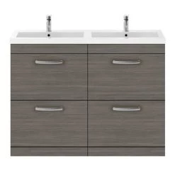 Brooklyn 1205mm Grey Avola Double Basin 4 Drawer Vanity Unit -Vanity Units Sales Store DBFS12GA4D d3 460