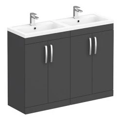 Brooklyn 1205mm Gloss Grey Double Basin Vanity Unit