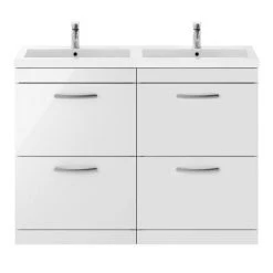 Brooklyn 1205mm Gloss White Double Basin 4 Drawer Vanity Unit 7 Brooklyn 1205mm Gloss White Double Basin 4 Drawer Vanity Unit -Vanity Units Sales Store DBFS12W4D d4 460