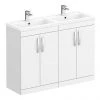 Brooklyn 1205mm White Gloss Double Basin Vanity Unit