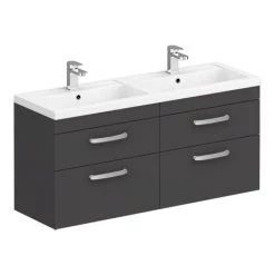 Brooklyn 1205mm Gloss Grey Wall Hung Double Basin Vanity Unit