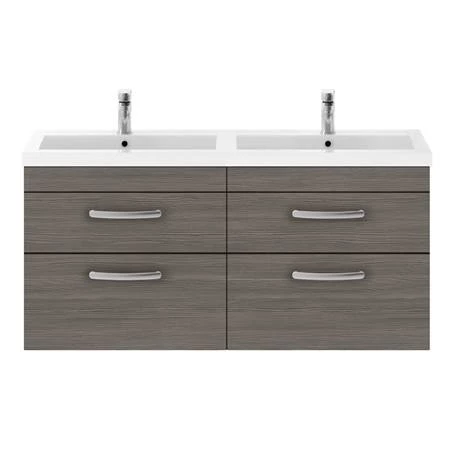 Brooklyn 1205mm Grey Avola Wall Hung Double Basin Vanity Unit 2 Brooklyn 1205mm Grey Avola Wall Hung Double Basin Vanity Unit - Image 2