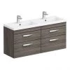 Brooklyn 1205mm Grey Avola Wall Hung Double Basin Vanity Unit