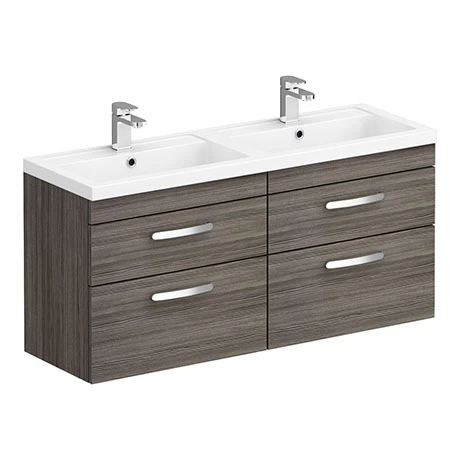 Brooklyn 1205mm Grey Avola Wall Hung Double Basin Vanity Unit 1 Brooklyn 1205mm Grey Avola Wall Hung Double Basin Vanity Unit