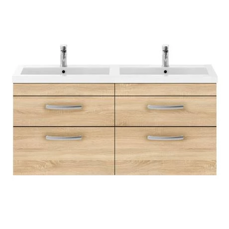Brooklyn 1205mm Natural Oak Wall Hung Double Basin Vanity Unit 4 Brooklyn 1205mm Natural Oak Wall Hung Double Basin Vanity Unit - Image 4