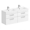 Brooklyn 1205mm White Gloss Wall Hung Double Basin Vanity Unit