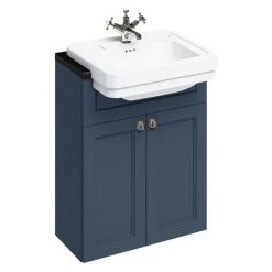Burlington 60 2-Door Vanity Unit & Classic Semi-Recessed Basin (Blue - 1 Tap Hole)