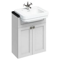 Burlington 60 2-Door Vanity Unit & Classic Semi-Recessed Basin - Matt White