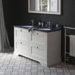 Burlington 130 4-Drawer Vanity Unit & Minerva Worktop with Double Basin - Classic Grey -Vanity Units Sales Store FC10G BC12 D2 460