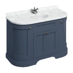 Burlington 134 4-Door Curved Vanity Unit & Minerva Carrara White Worktop with Basin - Blue