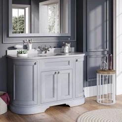 Burlington 134 4-Door Curved Vanity Unit & Minerva Worktop with Basin - Classic Grey -Vanity Units Sales Store FC1G BC13 D4 460
