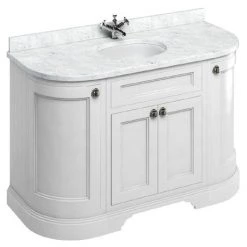 Burlington 134 4-Door Curved Vanity Unit & Minerva Worktop with Basin - Matt White
