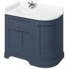 Burlington Floor Standing Corner Vanity Unit - Blue - Left Hand 1000mm with Minerva White Worktop
