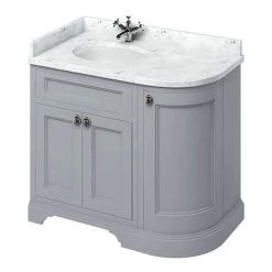 Burlington Floor Standing Corner Vanity Unit - Classic Grey - Left Hand 1000mm with Worktop