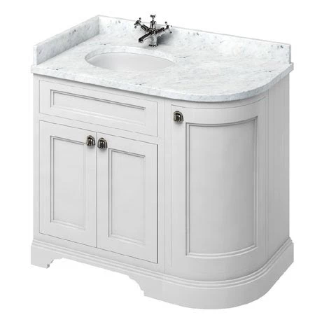 Burlington Freestanding Corner Vanity Unit - Matt White - Left Hand 1000mm with Worktop 1 Burlington Freestanding Corner Vanity Unit - Matt White - Left Hand 1000mm with Worktop