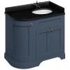 Burlington Floor Standing Corner Vanity Unit - Blue - Right Hand 1000mm with Black Granite Worktop