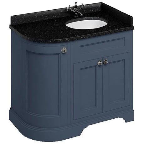 Burlington Floor Standing Corner Vanity Unit - Blue - Right Hand 1000mm with Black Granite Worktop 1 Burlington Floor Standing Corner Vanity Unit - Blue - Right Hand 1000mm with Black Granite Worktop