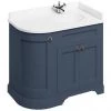 Burlington Floor Standing Corner Vanity Unit - Blue - Right Hand 1000mm with Minerva White Worktop