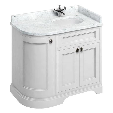 Burlington Floor Standing Corner Vanity Unit - Matt White - Right Hand 1000mm with Worktop 1 Burlington Floor Standing Corner Vanity Unit - Matt White - Right Hand 1000mm with Worktop