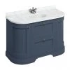 Burlington 134 2-Door/Drawer Curved Vanity Unit & Minerva Carrara White Worktop with Basin - Blue