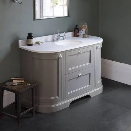 Burlington 134 2-Door/Drawer Curved Vanity Unit & Minerva Worktop with Basin - Classic Grey 4 Burlington 134 2-Door/Drawer Curved Vanity Unit & Minerva Worktop with Basin - Classic Grey - Image 4
